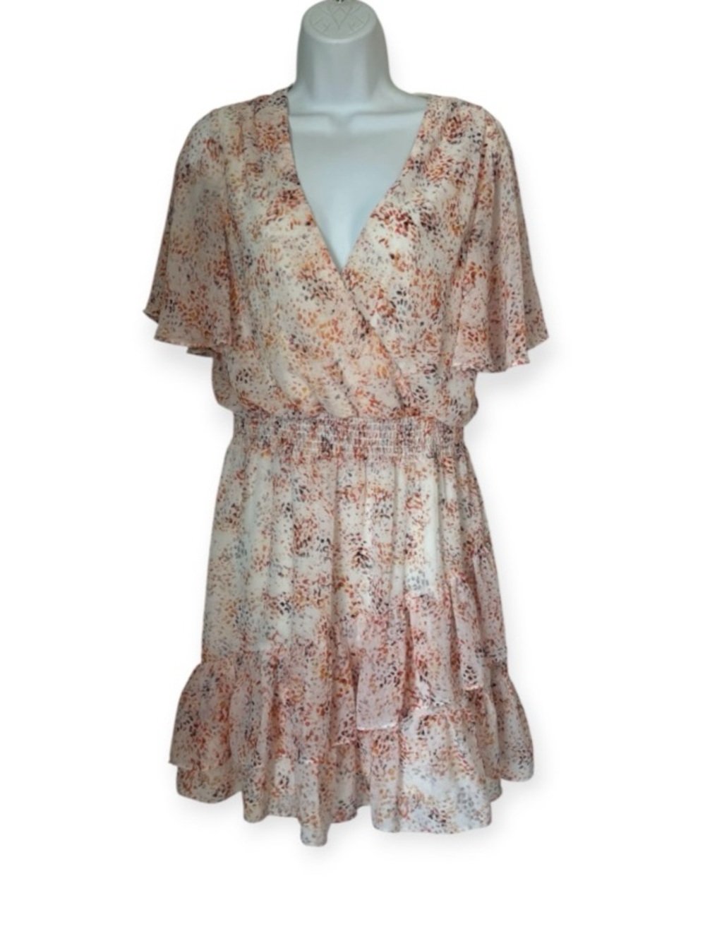 Laundry by Shelli Segal Floral Tiered Ruffle Mini Dress Sz 8 Boho Romantic